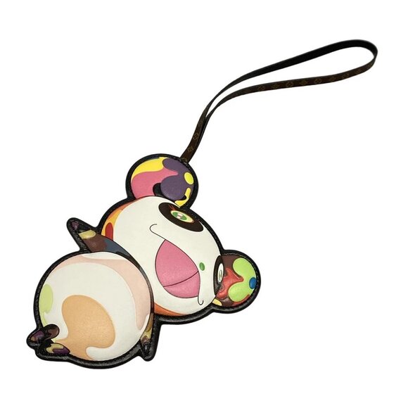 Auth LOUIS VUITTON LV x TM Bag Charm Super Flat M02440 White Dark Brown Multi - - Picture 1 of 5